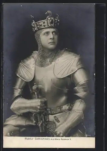 AK Schauspieler Rudolf Christians als König Heinrich V. in Ritterkostüm