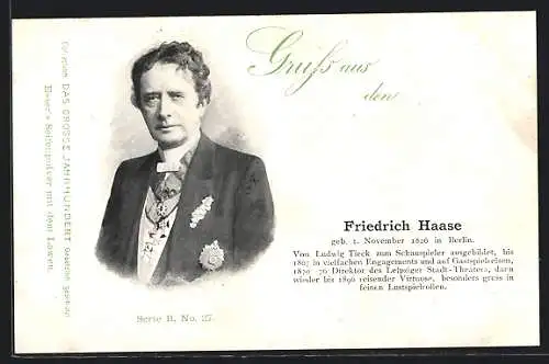 AK Schauspieler Friedrich Haase Porträt