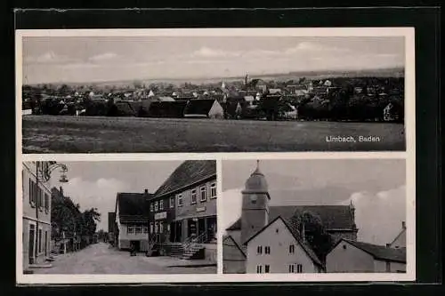 AK Limbach /Baden, Gesamtansicht, Strassenpartie und Kirche