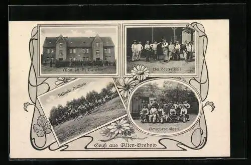 AK Altengrabow, reitende Artillerie, Mannschafts-Baracke, Gewehrreinigen