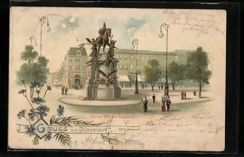Lithographie Düsseldorf, Kaiser Wilhelm-Denkmal, Perlen