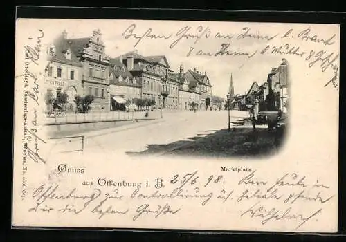 AK Offenburg i. B., Blick auf den Marktplatz