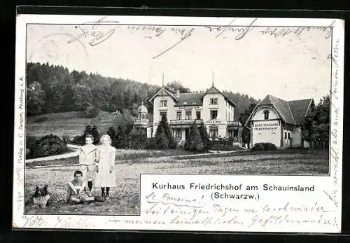 AK Schauinsland, Kinder vor dem Kurhaus Friedrichshof