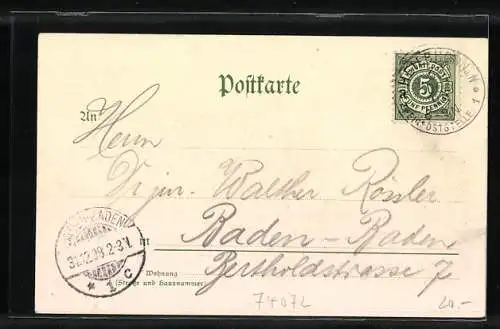 Künstler-AK Heilbronn a. Neckar, Königl. Postgebäude Kaiserstrasse