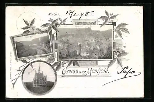 AK Montjoie, Burg Aue, Kapellchen und Sicht aus der Vogelschau