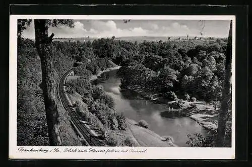 AK Frankenberg i. Sa., Blick zum Harrasfelsen mit Tunnel