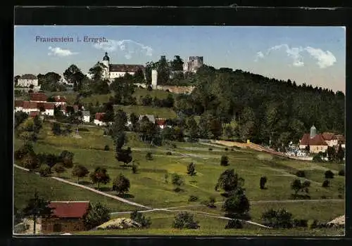 AK Frauenstein i. Erzgeb., Ortsansicht mit Burg