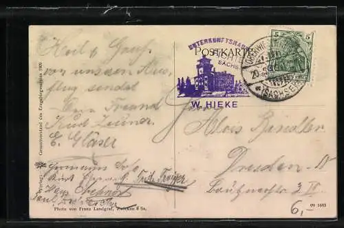 AK Fichtelberg i. Erzgeb., Turm mit Wanderern