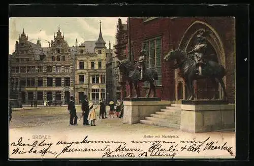 AK Bremen, Reiter mit Marktplatz