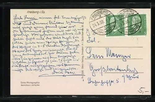 AK Freiberg i. Sa., Blick über die Dächer der Stadt