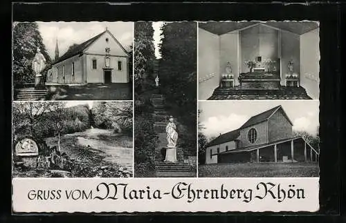 AK Maria-Ehrenberg /Rhön, Statuen, Kirche mit Innerem