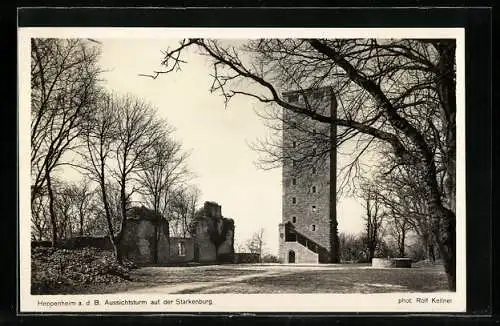 AK Heppenheim a. d. B., Aussichtsturm auf der Starkenburg