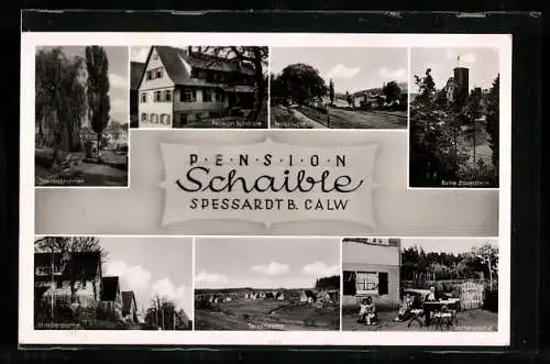 AK Spesshardt /Calw, Pension Schaible, Strassenpartie, Ortsansicht