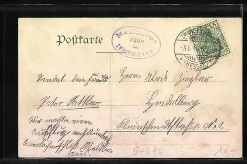AK Zwingenberg /Bergstrasse, Ortsansicht mit Güterwaggon und Melibocus