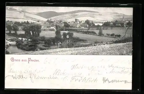 AK Freden, Blick über Felder auf den Ort