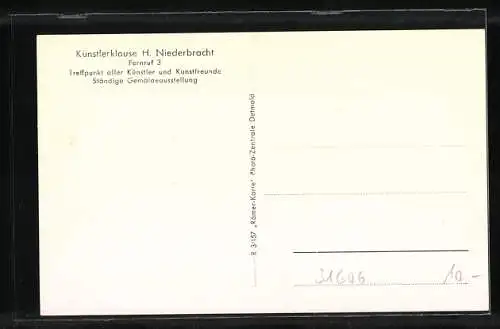 Künstler-AK Schwalenberg i. L., Gaststätte Künstlerklause H. Niederbracht, Karikaturen