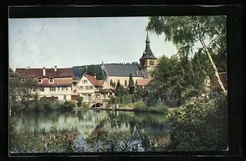AK Bad Liebenzell, Kirche und Forellensee
