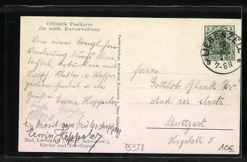 AK Bad Liebenzell, Kirche und Forellensee