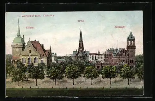 AK Wilhelmshaven, Markplatz, Rathaus und Reichspolt