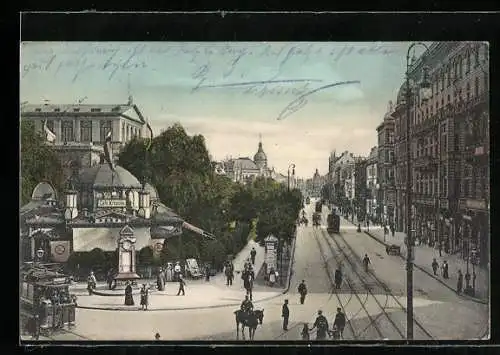 AK Hannover, Georgstrasse mit Cafe Kröpcke, Strassenbahn