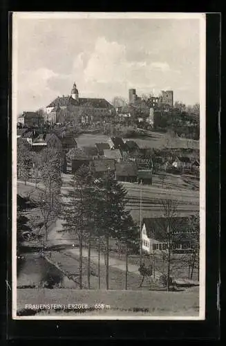 AK Frauenstein i. Erzgeb., Ortsansicht mit Burgruine