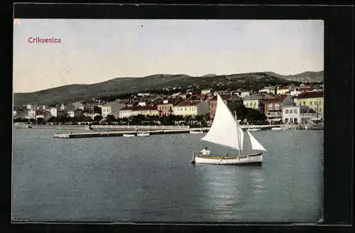 AK Crikvenica, Ortsansicht mit Bergpanorama