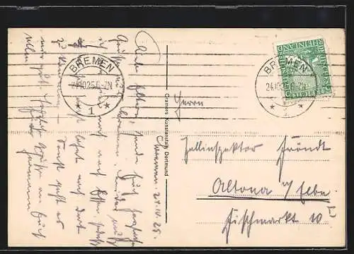 AK Bremen, Rathaus mit Passanten