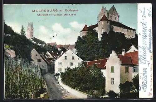 AK Meersburg a. B., Oberstadt mit Schloss und Kirche