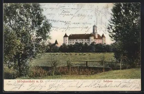 AK Höchstädt a. D., Schloss mit Brücke