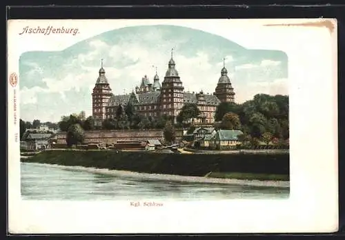 AK Aschaffenburg, Kgl. Schloss mit Flusspartie
