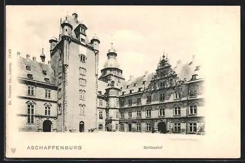 AK Aschaffenburg, Schlosshof im Sonnenschein