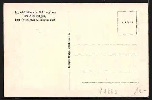 AK Allerheiligen /Post Ottenhöfen, Jugend-Ferienheim Sohlberghaus