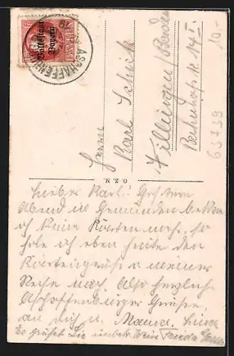 AK Aschaffenburg, Strassenpartie mit Schloss