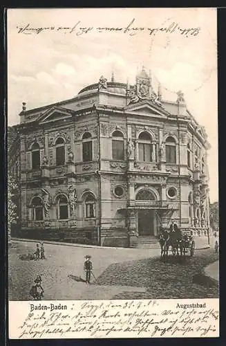 AK Baden-Baden, Augustabad mit Kutsche