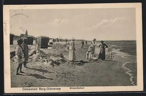 AK Berg-Dievenow, Strandleben mit Kindern