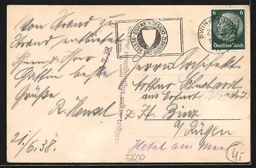 AK Swinemünde, Promenade und Strand