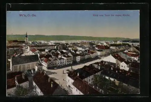 AK Wels, O.-Oe., Blick vom Turm der ev. Kirche