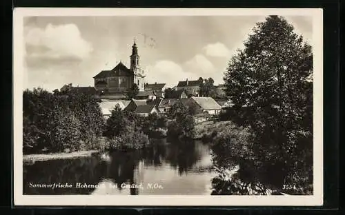 AK Hoheneich bei Gmünd, Uferpartie mit Kirche