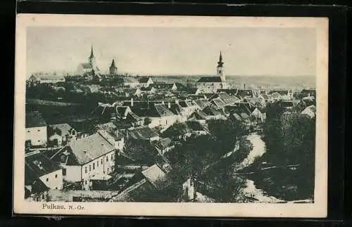 AK Pulkau, Ort mit Kirche aus der Vogelschau