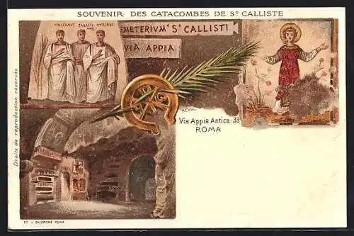 Lithographie Roma, Catacombes de St. Calliste, Via Appia Antica 33