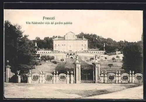 AK Frascati, Villa Aldobrandini vista dal giardino pubblico