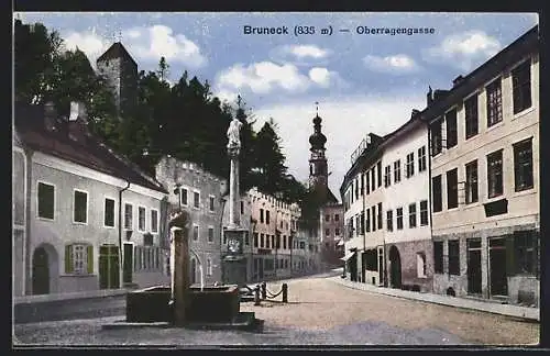 AK Bruneck, Oberragengasse mit Brunnen