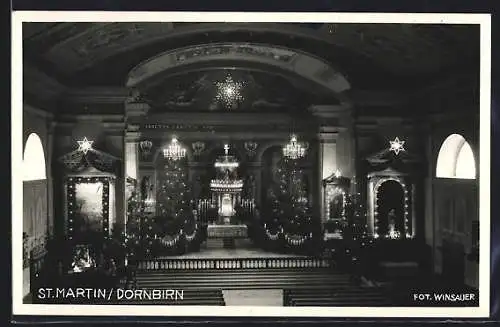 AK Dornbirn, Kirche St. Martin, Innenansicht