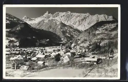 AK Schruns /Montafon, Ortsansicht im Winter