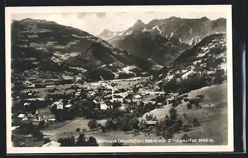 AK Schruns im Montafon, Totalansicht mit Zimbaspitze
