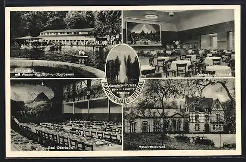 AK Solingen-Wald, Märchenwald Ittertal mit Saal Restaurant Oberbayern & Gondelteich