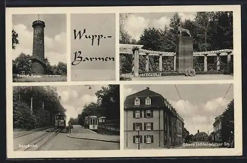 AK Wuppertal-Barmen, Bergbahn, Ehrenfriedhof, Obere Lichtenplatzer Strasse