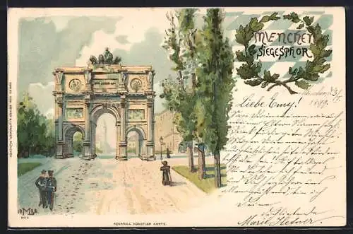 Lithographie München, am Siegesthor