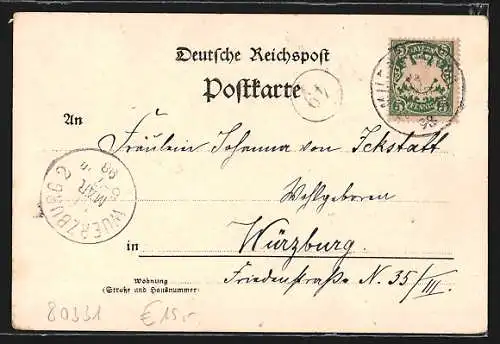 Lithographie München, Maximilaneum, Frauenkirche, Siegesthor