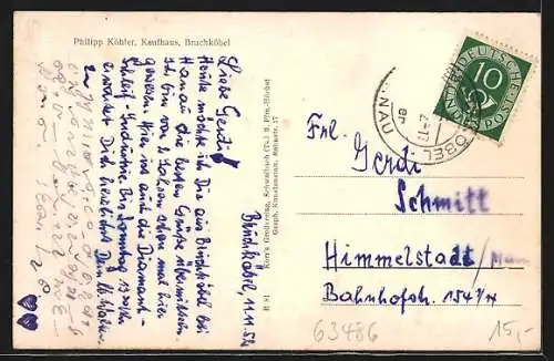 AK Bruchköbel /Hanau, Ortspartie mit Kirche, Strassenpartien